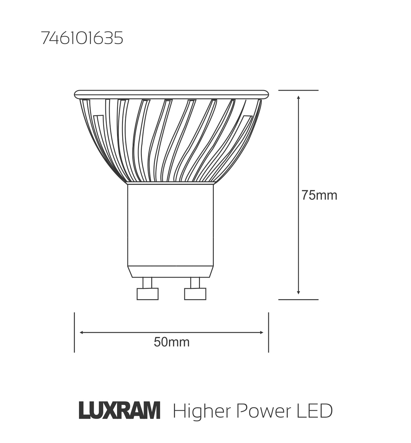 High Power LED GU10 Dimmable 7W 6400K 479lm 746101635  Luxram Higher Power LED